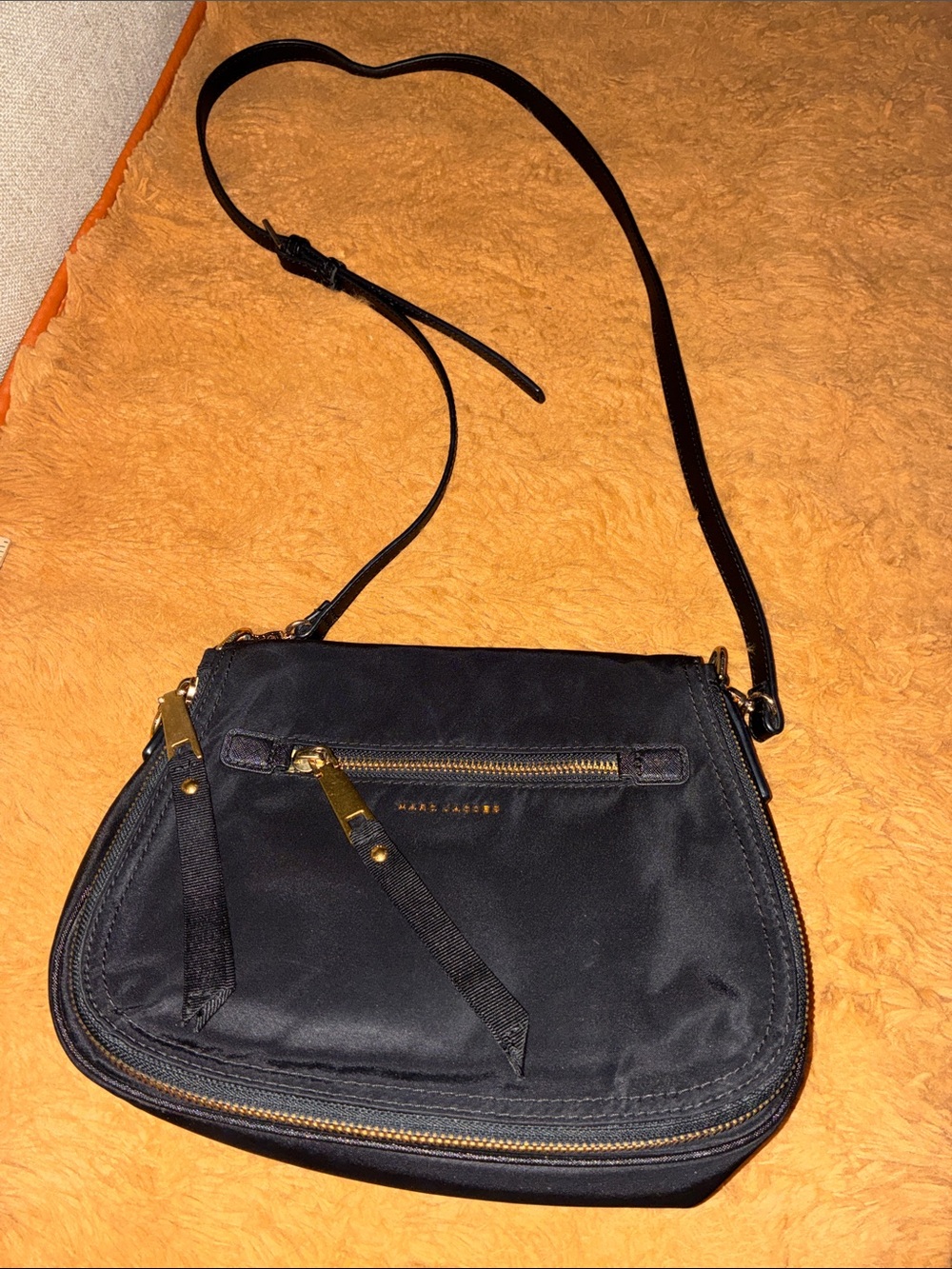Marc Jacobs Black Nylon Crossbody with Gold Hardware